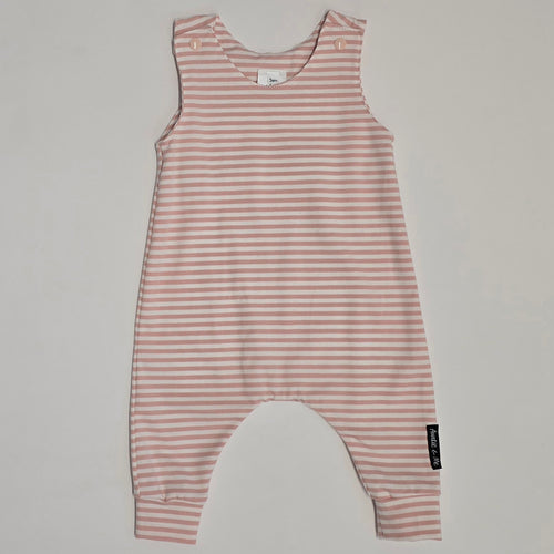 Romper - Dusky Pink and White Stripe